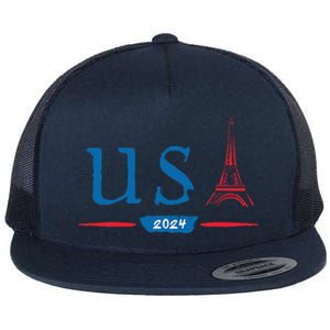 Usa 2024 United States Usa Paris Souvenir Holiday 2024 Flat Bill Trucker Hat