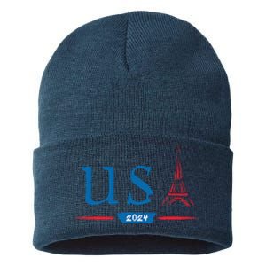 Usa 2024 United States Usa Paris Souvenir Holiday 2024 Sustainable Knit Beanie