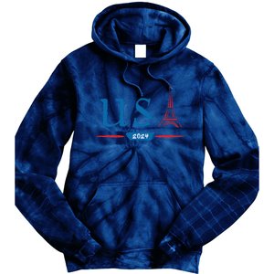 Usa 2024 United States Usa Paris Souvenir Holiday 2024 Tie Dye Hoodie