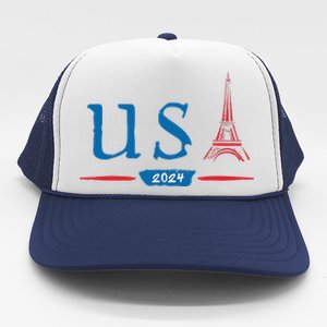 Usa 2024 United States Usa Paris Souvenir Holiday 2024 Trucker Hat