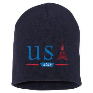 Usa 2024 United States Usa Paris Souvenir Holiday 2024 Short Acrylic Beanie