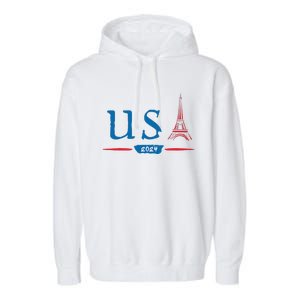 Usa 2024 United States Usa Paris Souvenir Holiday 2024 Garment-Dyed Fleece Hoodie