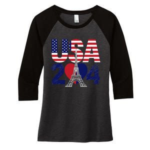 Usa 2024 United States Summer Sport Usa Team 2024 Women's Tri-Blend 3/4-Sleeve Raglan Shirt