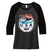 Usa 2024 United States American Sport 2024 Women's Tri-Blend 3/4-Sleeve Raglan Shirt