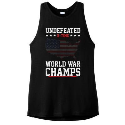 Undefeated 2time World War Champs Patriotic Ladies PosiCharge Tri-Blend Wicking Tank