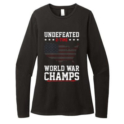 Undefeated 2time World War Champs Patriotic Womens CVC Long Sleeve Shirt