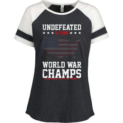 Undefeated 2time World War Champs Patriotic Enza Ladies Jersey Colorblock Tee