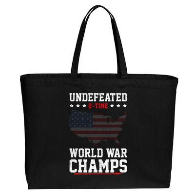 Undefeated 2time World War Champs Patriotic Cotton Canvas Jumbo Tote