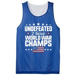 Undefeated 2time World War Champs 4th Of July American Flag Meaningful Gift Mesh Reversible Basketball Jersey Tank