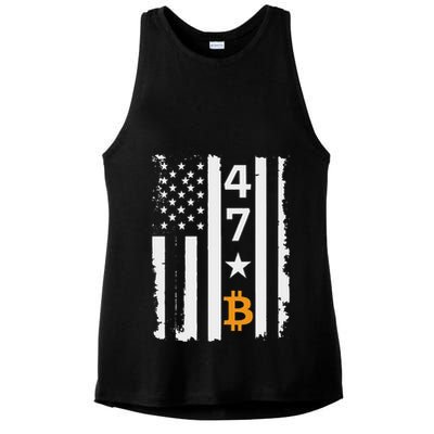 Usa 47th Flag Bitcoin Design – Trump Crypto Supporter Ladies PosiCharge Tri-Blend Wicking Tank