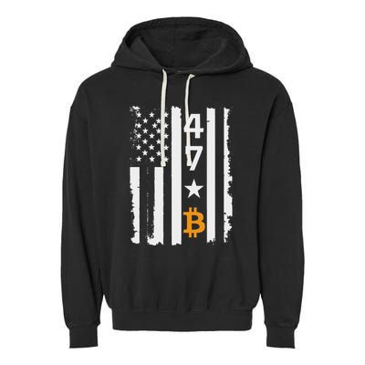 Usa 47th Flag Bitcoin Design – Trump Crypto Supporter Garment-Dyed Fleece Hoodie