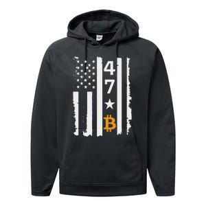 Usa 47th Flag Bitcoin Design – Trump Crypto Supporter Performance Fleece Hoodie