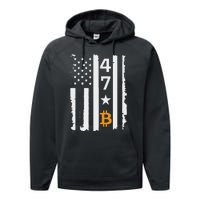 Usa 47th Flag Bitcoin Design – Trump Crypto Supporter Performance Fleece Hoodie