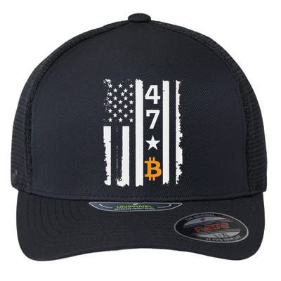 Usa 47th Flag Bitcoin Design – Trump Crypto Supporter Flexfit Unipanel Trucker Cap