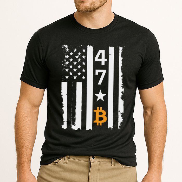 Usa 47th Flag Bitcoin Design – Trump Crypto Supporter Performance Shirt