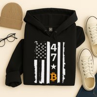 Usa 47th Flag Bitcoin Design – Trump Crypto Supporter Hoodie