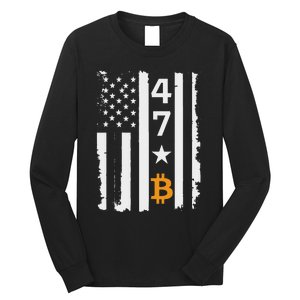 Usa 47th Flag Bitcoin Design – Trump Crypto Supporter Long Sleeve Shirt