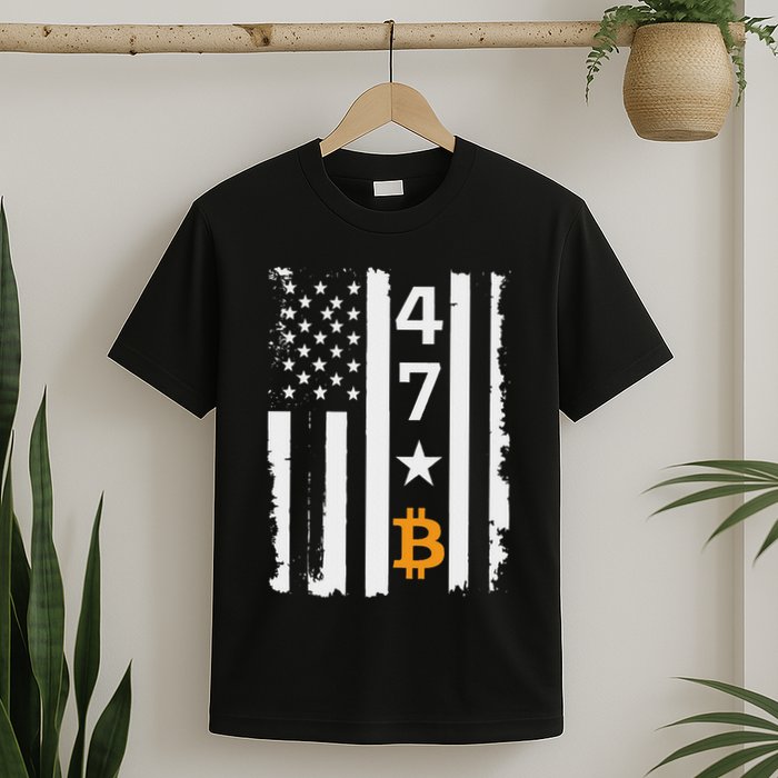 Usa 47th Flag Bitcoin Design – Trump Crypto Supporter T-Shirt