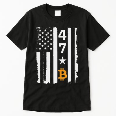 Usa 47th Flag Bitcoin Design – Trump Crypto Supporter Tall T-Shirt