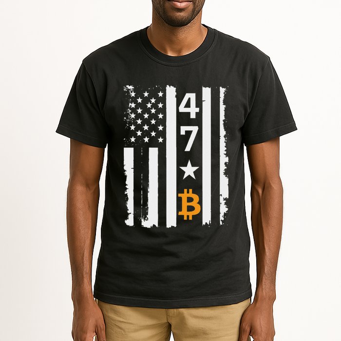Usa 47th Flag Bitcoin Design – Trump Crypto Supporter Tall T-Shirt