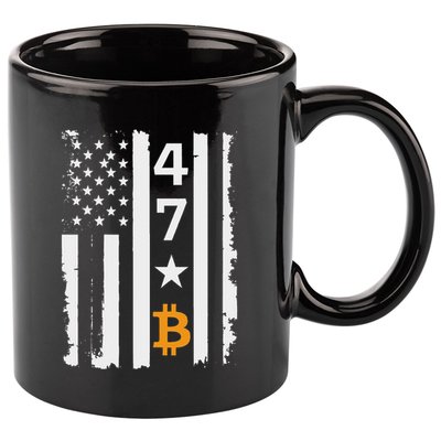 Usa 47th Flag Bitcoin Design – Trump Crypto Supporter 11oz C Handle Ceramic Mug