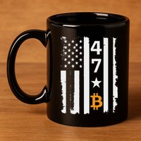 Usa 47th Flag Bitcoin Design – Trump Crypto Supporter 11oz C Handle Ceramic Mug