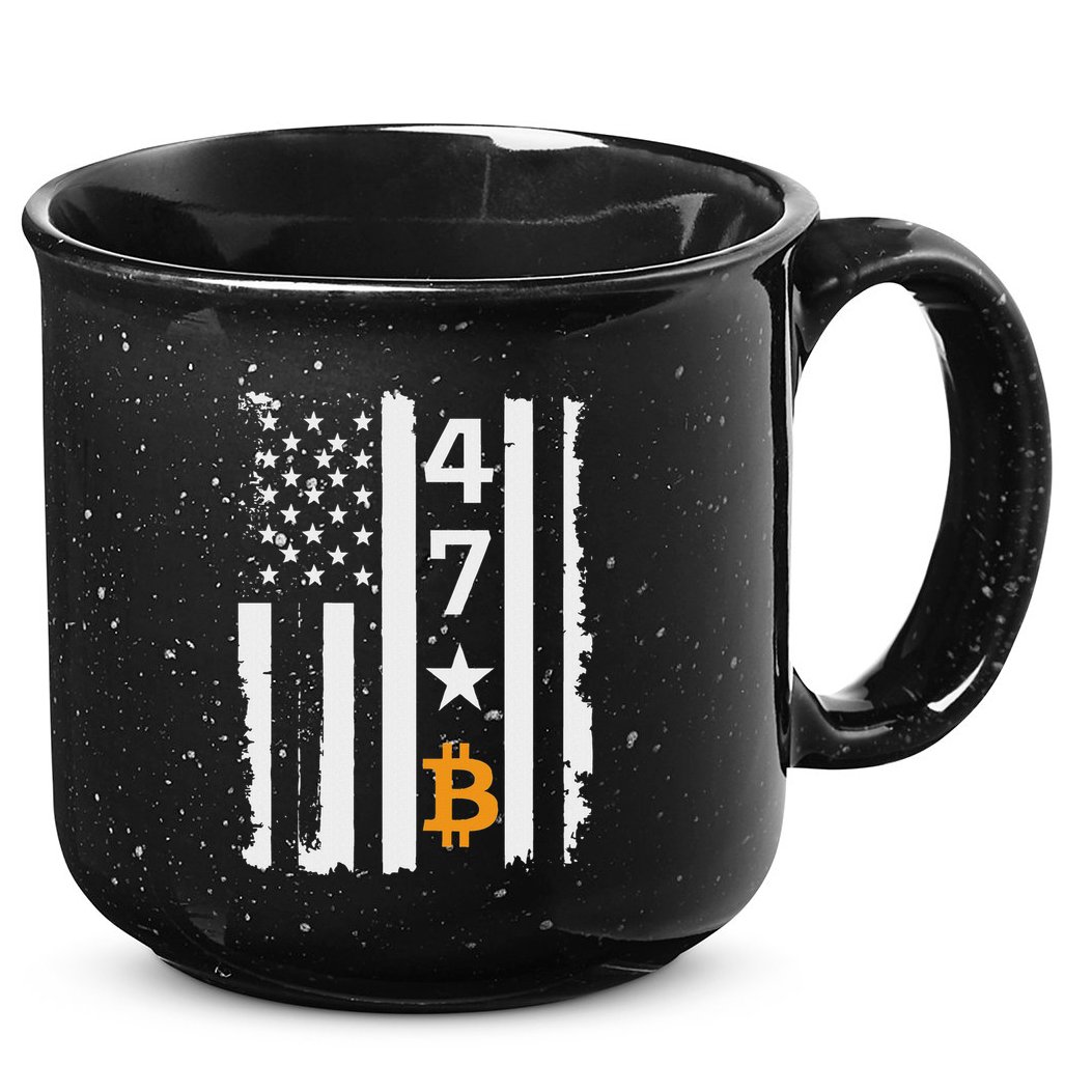 Usa 47th Flag Bitcoin Design – Trump Crypto Supporter 15oz Campfire Ceramic Mug