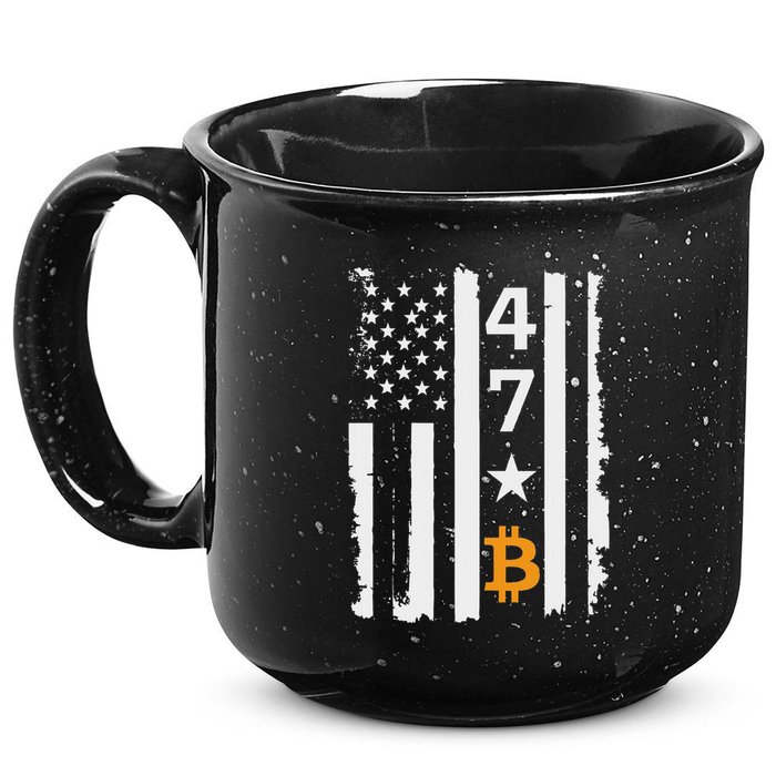 Usa 47th Flag Bitcoin Design – Trump Crypto Supporter 15oz Campfire Ceramic Mug