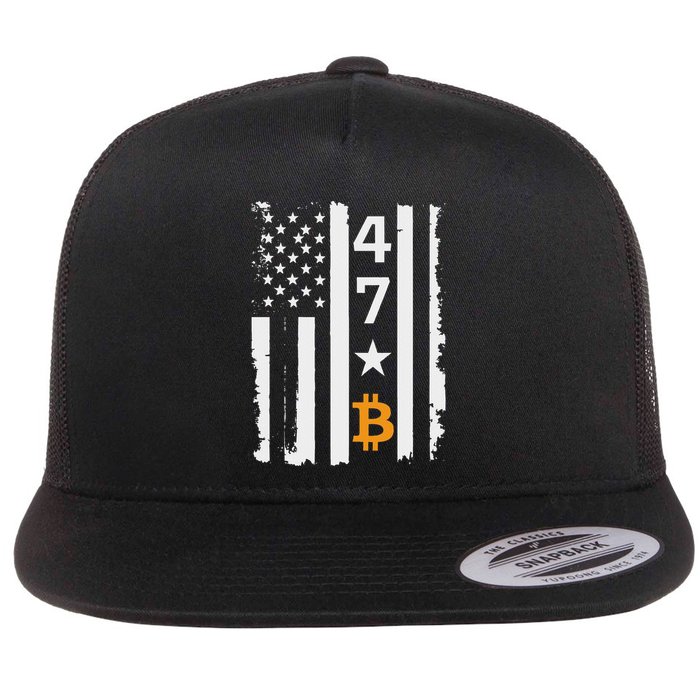 Usa 47th Flag Bitcoin Design – Trump Crypto Supporter Flat Bill Trucker Hat