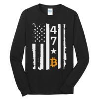 Usa 47th Flag Bitcoin Design – Trump Crypto Supporter Tall Long Sleeve T-Shirt