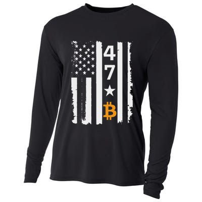 Usa 47th Flag Bitcoin Design – Trump Crypto Supporter Cooling Performance Long Sleeve Crew