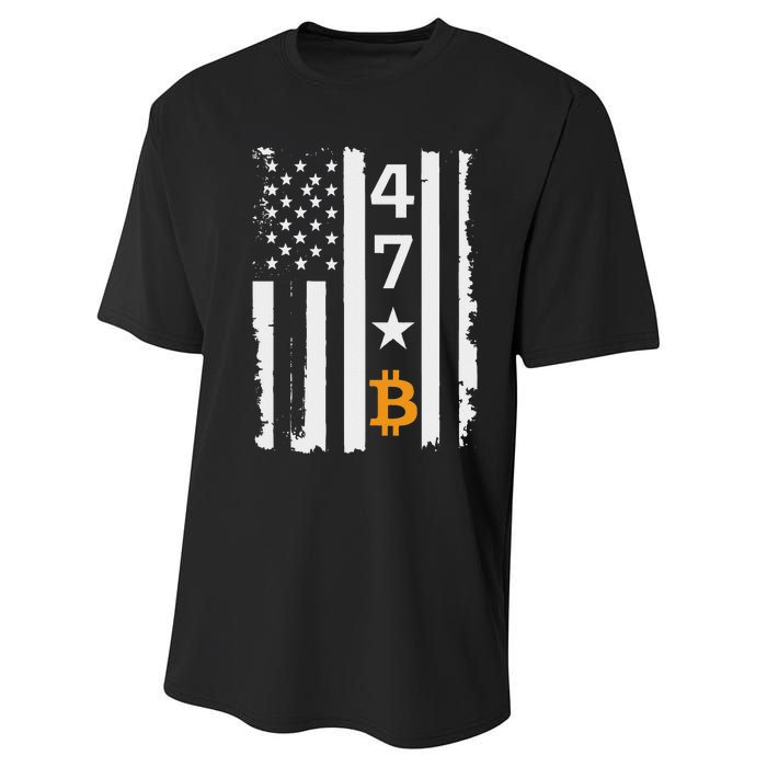 Usa 47th Flag Bitcoin Design – Trump Crypto Supporter Performance Sprint T-Shirt