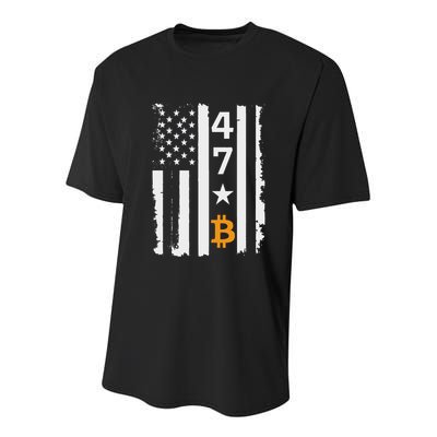 Usa 47th Flag Bitcoin Design – Trump Crypto Supporter Youth Performance Sprint T-Shirt