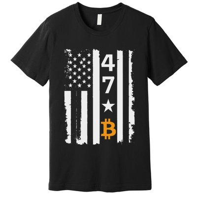 Usa 47th Flag Bitcoin Design – Trump Crypto Supporter Premium T-Shirt