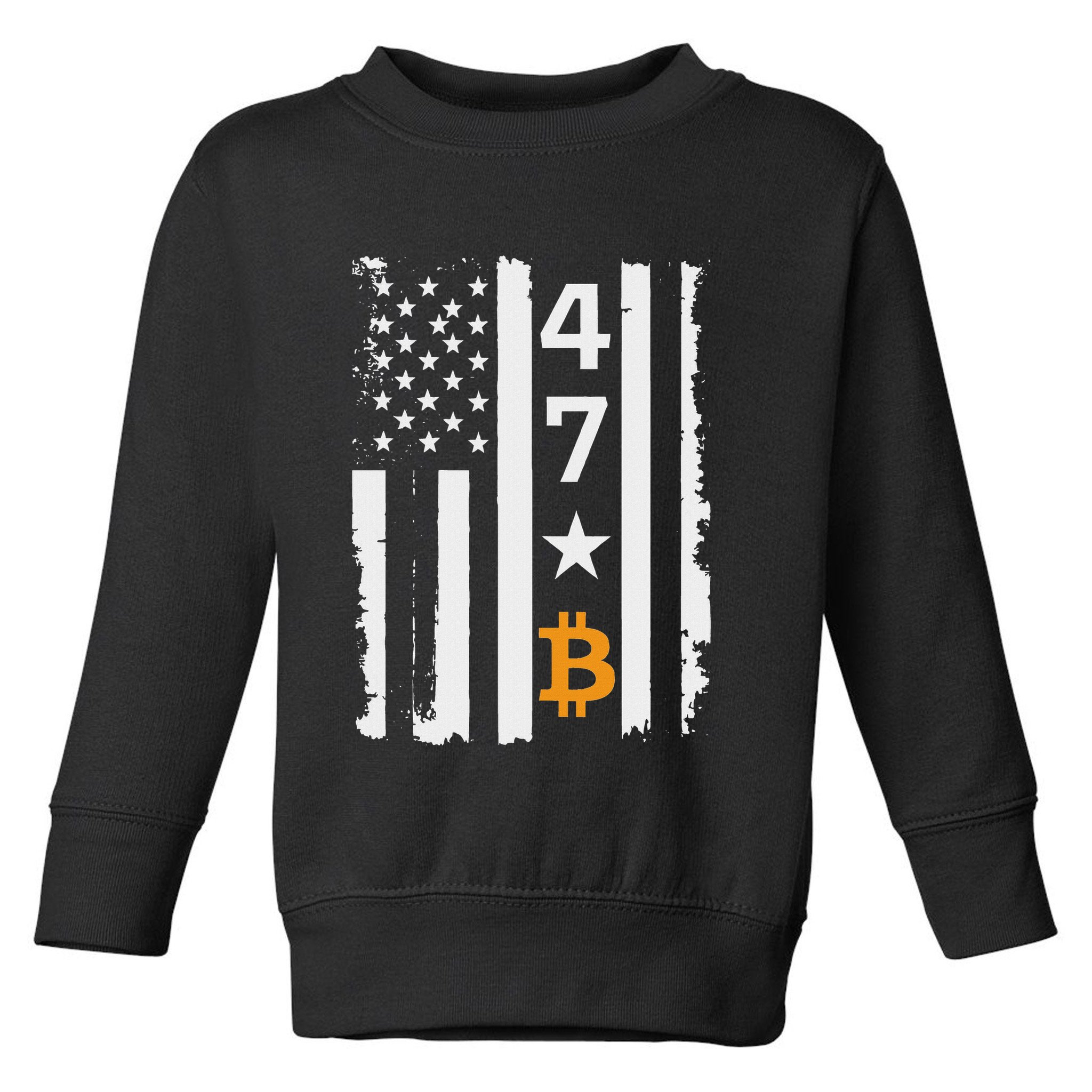 Usa 47th Flag Bitcoin Design – Trump Crypto Supporter Toddler Sweatshirt
