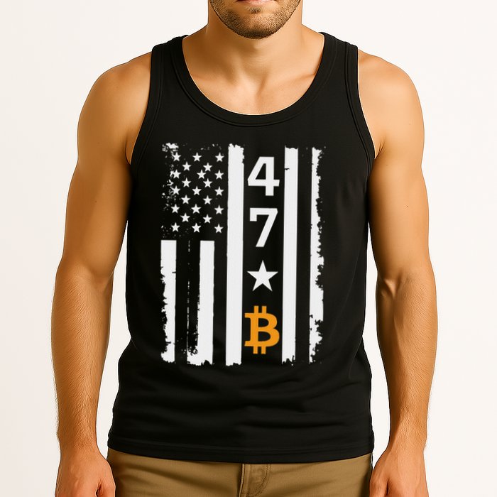 Usa 47th Flag Bitcoin Design – Trump Crypto Supporter Tank Top