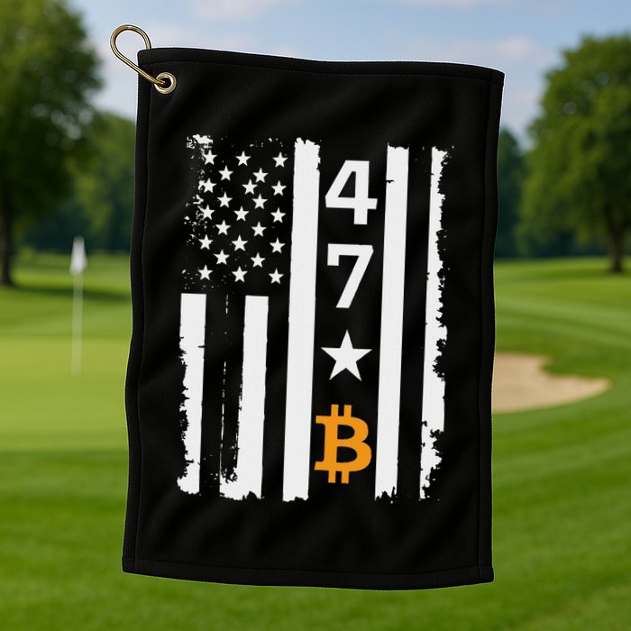 Usa 47th Flag Bitcoin Design – Trump Crypto Supporter Golf Towel