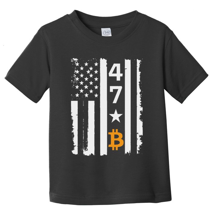 Usa 47th Flag Bitcoin Design – Trump Crypto Supporter Toddler T-Shirt
