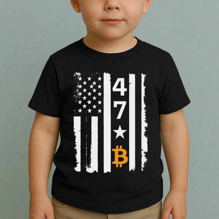 Usa 47th Flag Bitcoin Design – Trump Crypto Supporter Toddler T-Shirt