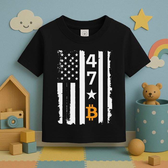 Usa 47th Flag Bitcoin Design – Trump Crypto Supporter Toddler T-Shirt