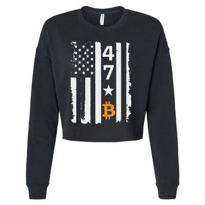 Usa 47th Flag Bitcoin Design – Trump Crypto Supporter Cropped Pullover Crew