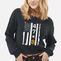 Usa 47th Flag Bitcoin Design – Trump Crypto Supporter Cropped Pullover Crew