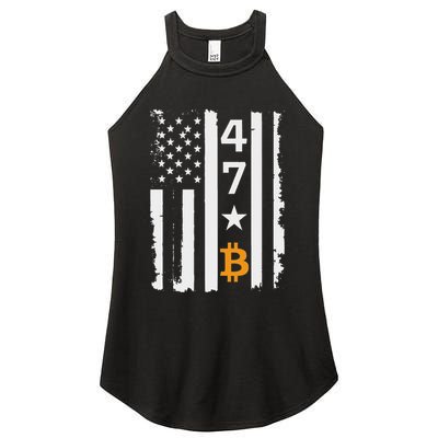 Usa 47th Flag Bitcoin Design – Trump Crypto Supporter Women's Perfect Tri Rocker Tank