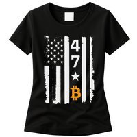 Usa 47th Flag Bitcoin Design – Trump Crypto Supporter Womens T-Shirt