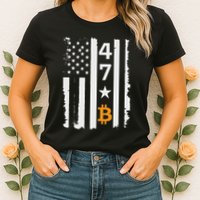 Usa 47th Flag Bitcoin Design – Trump Crypto Supporter Womens T-Shirt