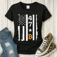 Usa 47th Flag Bitcoin Design – Trump Crypto Supporter Womens T-Shirt