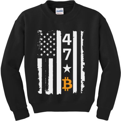 Usa 47th Flag Bitcoin Design – Trump Crypto Supporter Kids Sweatshirt
