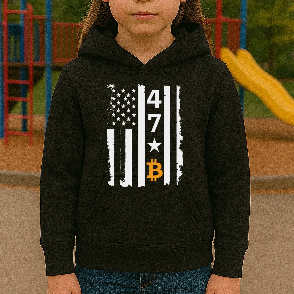 Usa 47th Flag Bitcoin Design – Trump Crypto Supporter Kids Hoodie