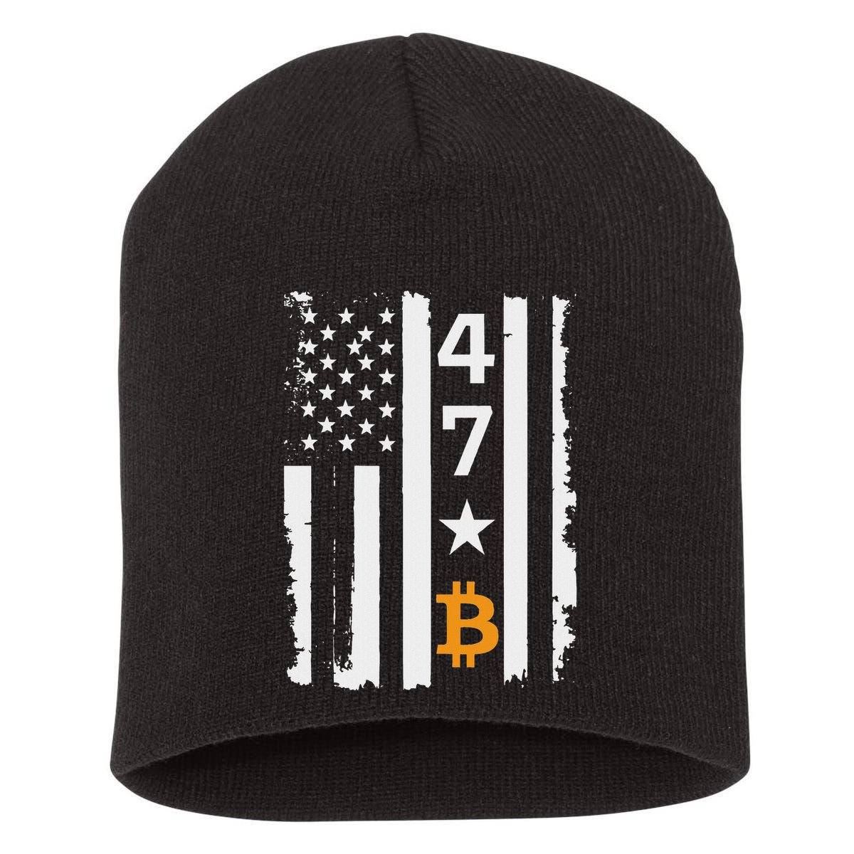 Usa 47th Flag Bitcoin Design – Trump Crypto Supporter Short Acrylic Beanie
