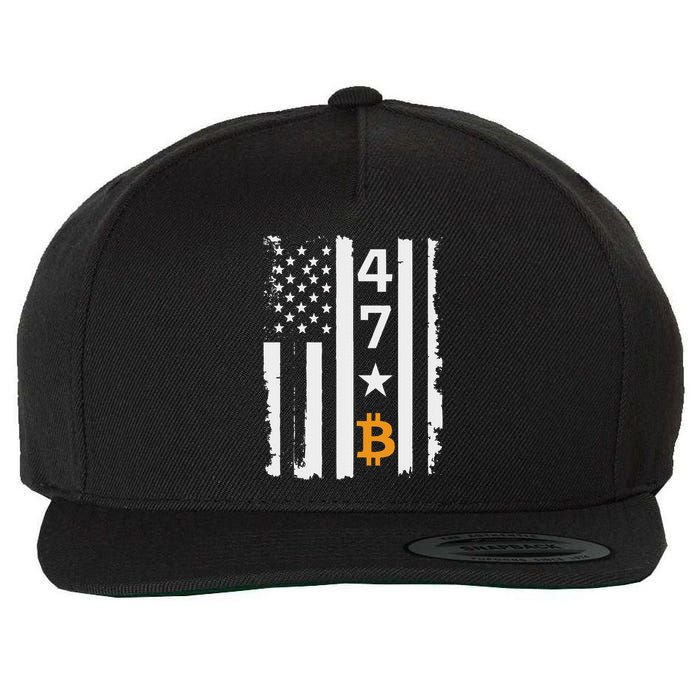 Usa 47th Flag Bitcoin Design – Trump Crypto Supporter Wool Snapback Cap